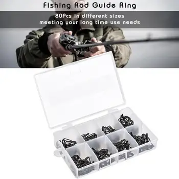 

Luya Slightly 80Pcs Sea Fishing Rod Pole Guide Tip Top Ring Eye Repair Kit Stainless Steel
