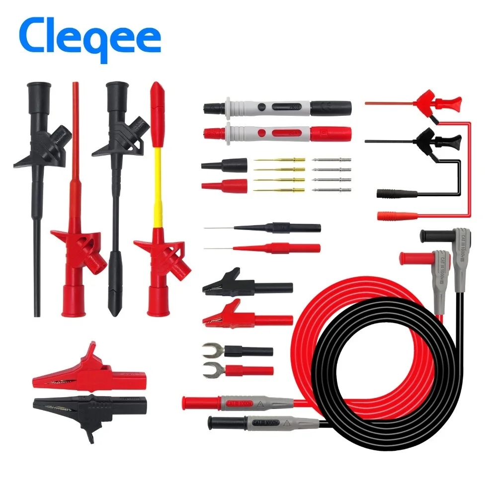 Cleqee P1300 серия мультиметр тестовый комплект 4 мм банановый штекер кабель крюк