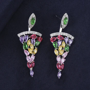 

LARRAURI Cubic Zircon Drop Dangle Earrings Women Charms Women Water Drop Earrings Korean Leaves Wedding Engagement Jewelry
