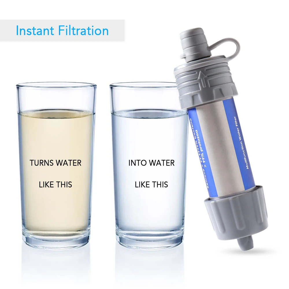 Outdoor Water Filter Straw Water Filtration System Water Purifier for Emergency Preparedness Camping Traveling Survival Tool