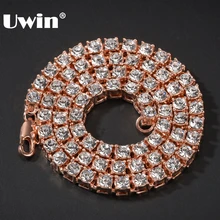 UWIN 1 ряд теннисная цепочка хип-хоп Bling Iced Out 5 мм ожерелья люксовый бренд серебро/золото цвет Мужская цепочка модные ювелирные изделия