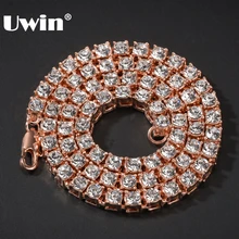 UWIN 1 rangée chaîne de Tennis Hiphop Bling Bling glacé 5mm colliers marque de luxe argent/or couleur hommes chaîne bijoux de mode(China)