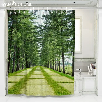 

Pine Tree Shower Curtain Washable Waterproof Mildewproof Fabric Bathroom Curtain Green Boho American Bath Curtain 6 Colors Large