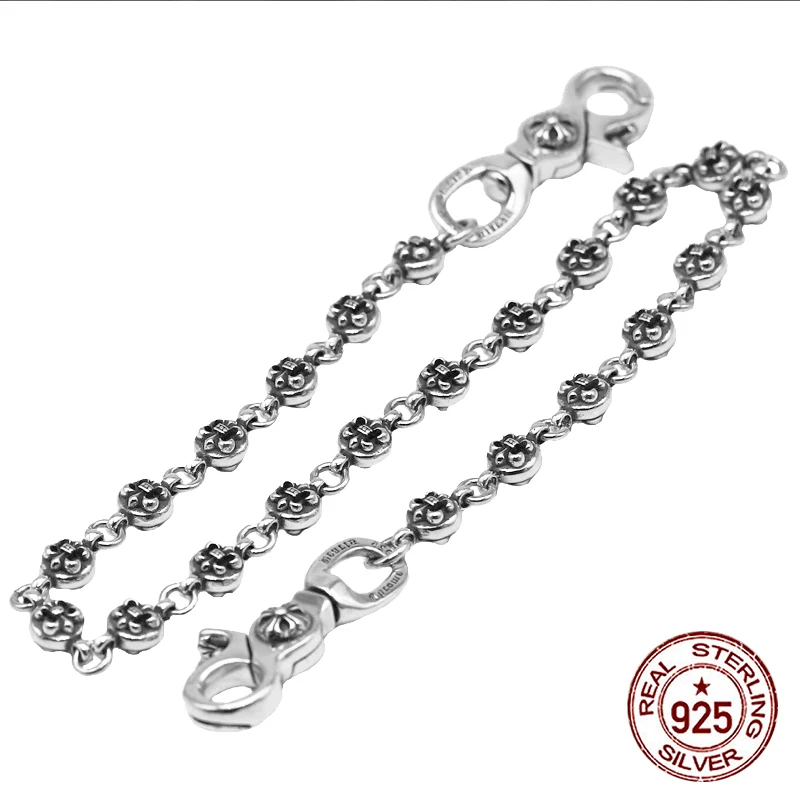 

100% 925 sterling silver men's bag chain pants chain personality fashion retro punk style domineering cross shape to send a gift
