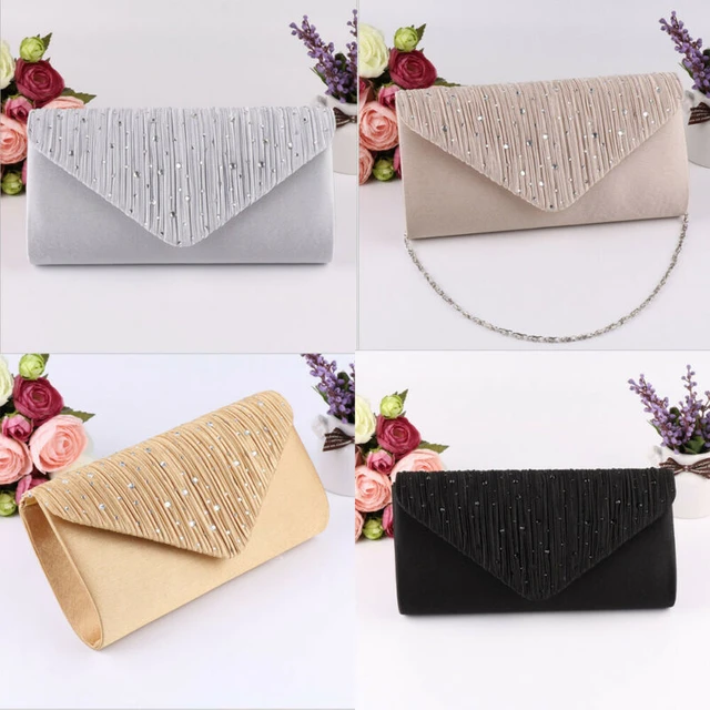 Glitter Evening Handbag Women Clutch Party Clutch Bag Ladies Wedding Party  Prom Handbag Wallet with Chain