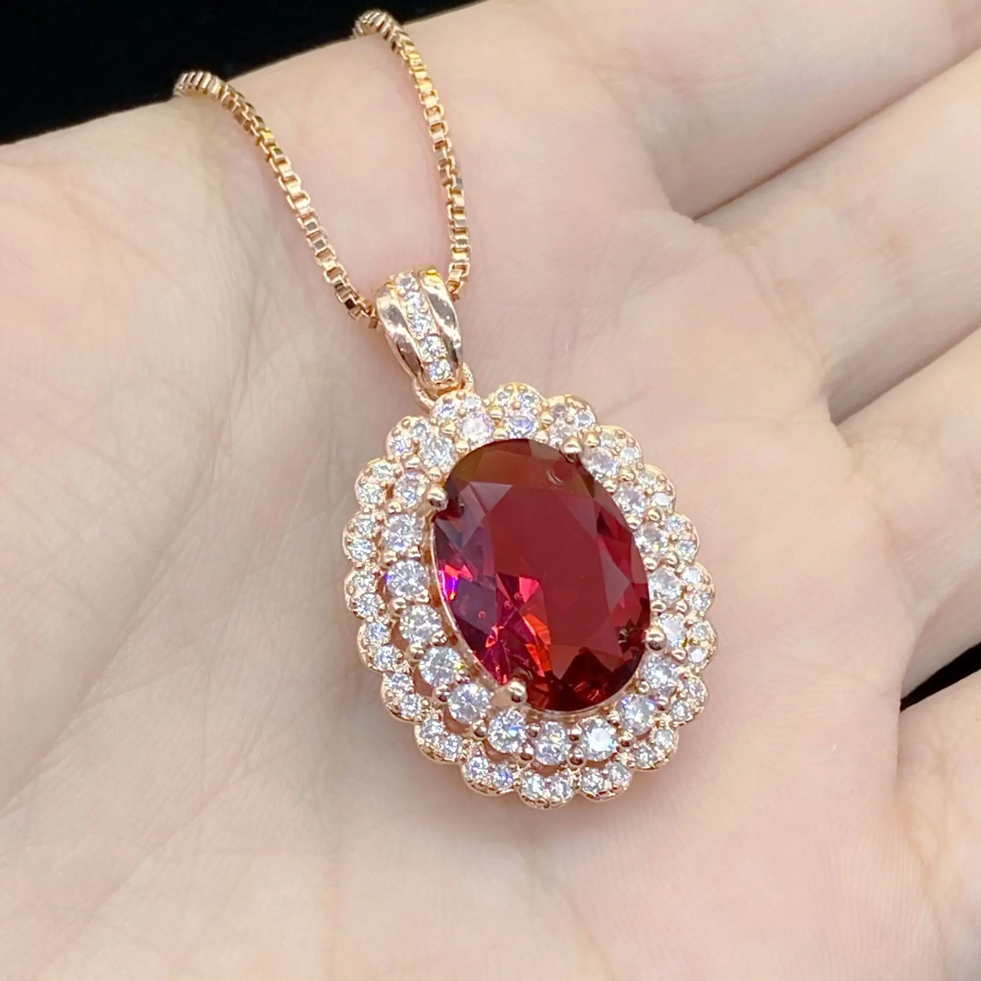18K Rose Gold AAAAA Zircon Pendant Necklace For Women Charm Party Choker Jewelry pendant necklace,gold necklace