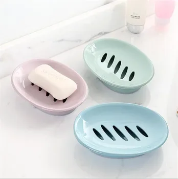 

Bathroom Soap Dish Plastic Soap Storage Box Holder Dish Drainer Bathroom Container 3 Colors