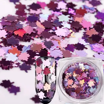 

2019 12pcs Leaves Nail Art Sequins Manicure Decor DIY Stickers Nail Glitter Sticker Supplies