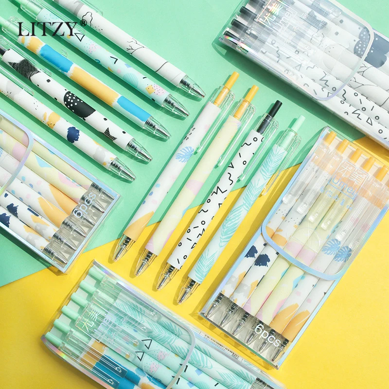 LITZY 3pcs Creative Cute Press Gel Pens 0.5mm Black Ink Animal Pen Kawaii School Journal Supplies Office Writing Stationery Gift