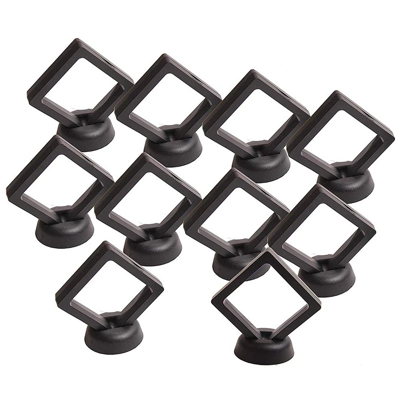 

Coin Display Box - Set of 20 3D Floating Frame Display Holder with Stands for Challenge Coins, AA Medallions, Jewelry, Black, 2.