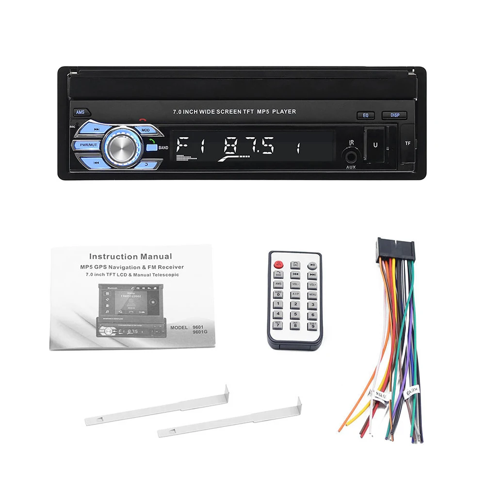Vehemo 7 дюймов FM/USB/AUX Авто MP5 плеер Bluetooth выдвижной экран красочные кнопки прочный заднего вида