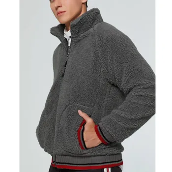 

New product Men's Autumn And Winter Round Neck Lamb Plush Color Zipper Cardigan Jacket Dropshipping style fashion