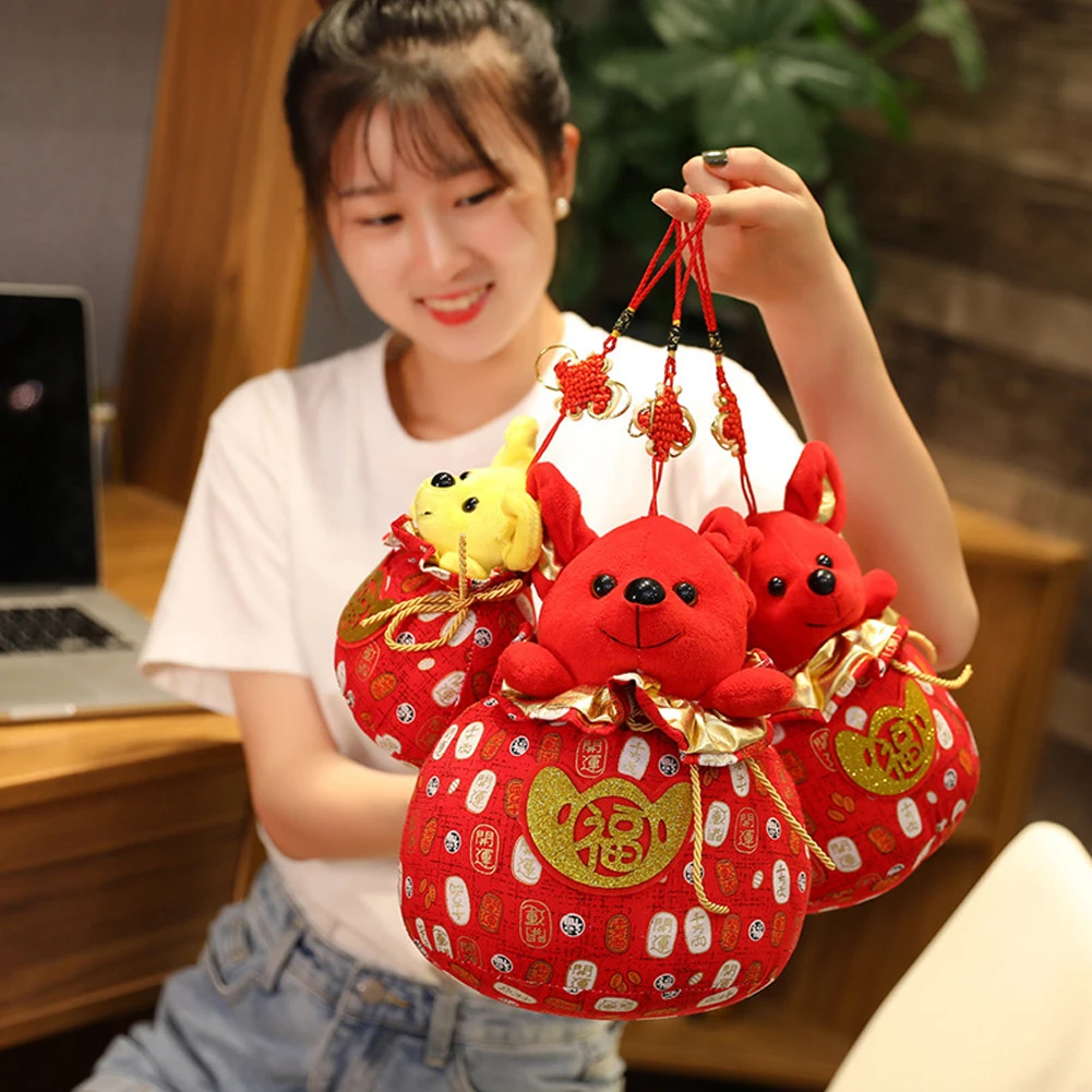 Тан костюм украшение подарок домашний офис Висячие типа Kawaii кукла счастливый мешок игрушечная плюшевая мышь вечерние дети Китайский год мягкий