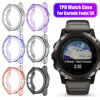 

Soft Ultra-Slim Crystal Clear Shockproof TPU Watch Protective Case Cover Screen Protectors For Garmin Fenix 5X / 5X Plus