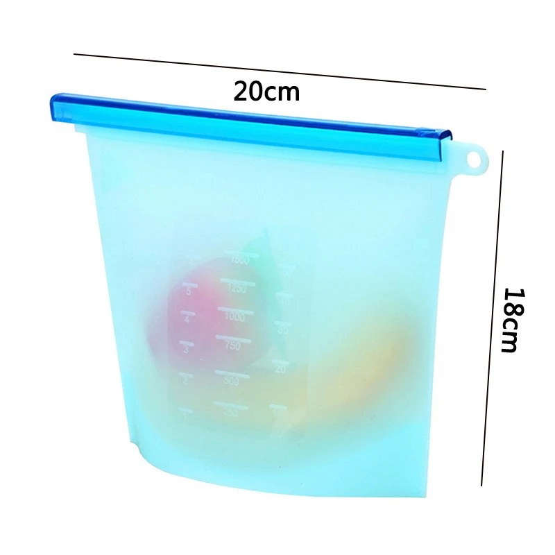 Силиконовый мешок с зажимом мешок контейнеры многоразовая емкость для заморозки герметичные фрукты Ланч-бокс кухонный Органайзер FDA BPA бесплатно