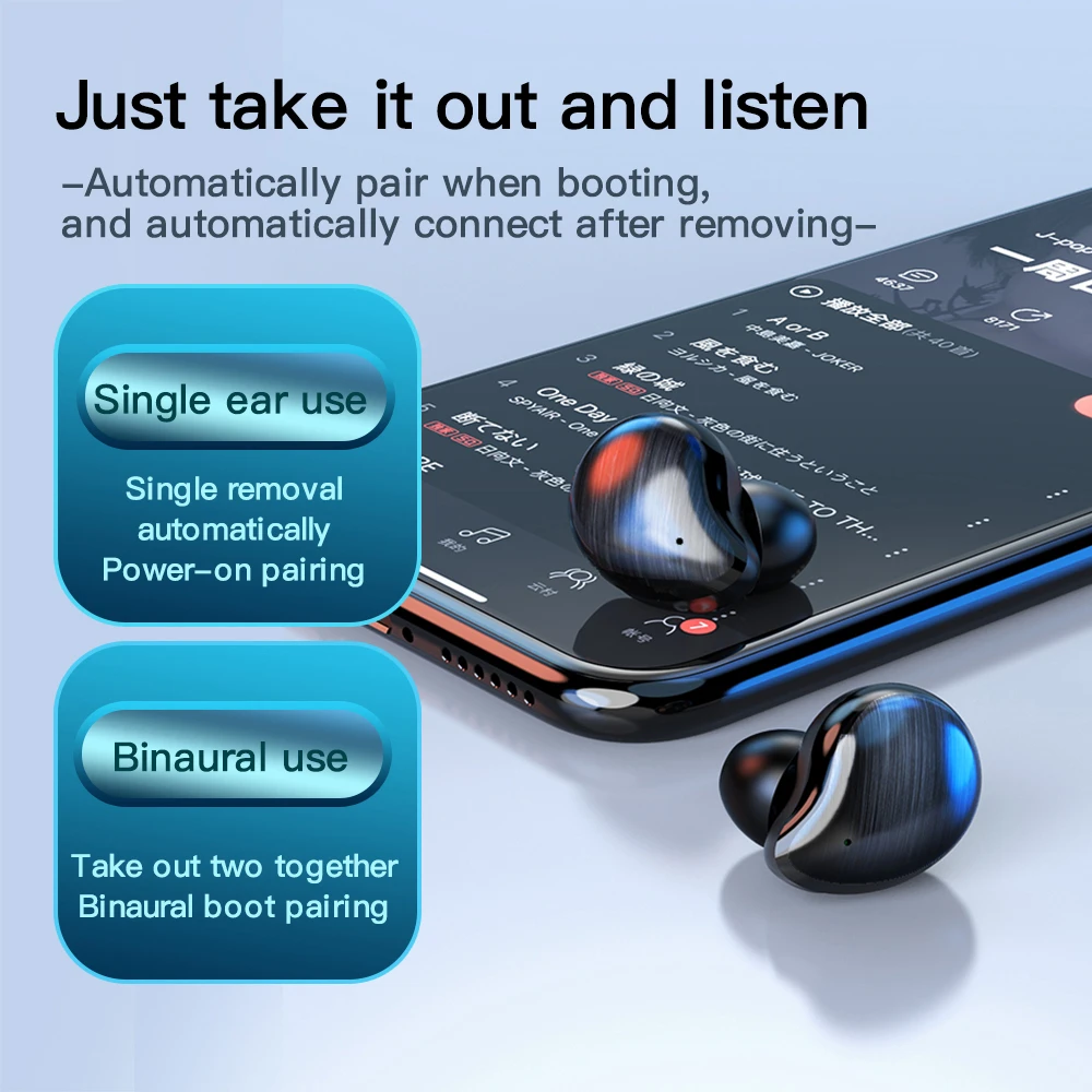 Physical Noise Reduction Bluetooth 5 0 Earphones Wireless Touch Control Earbuds With Charge Case For iPhone Samsung Smart Phone