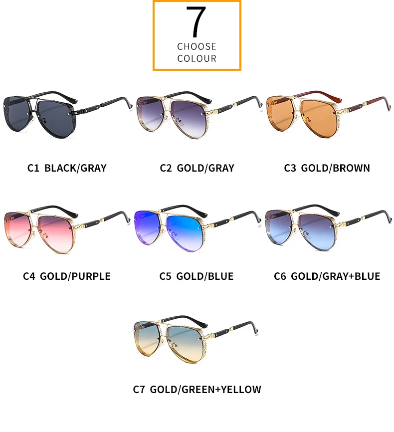 2021 New Hollow Pattern Oval Sunglasses Men Women Luxury Trend Brand Designer Metal Alloy Frame Gradients Lens conspicuous Pilot big square sunglasses