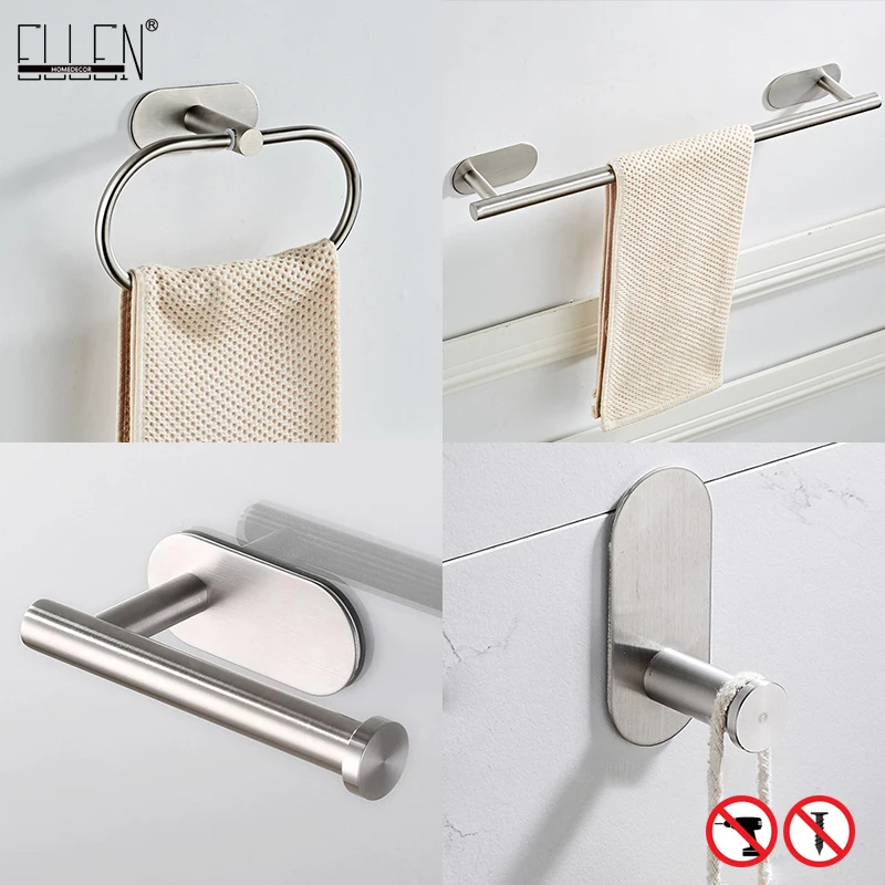 Bathroom Hardware Set Brushed Gold Robe Hook Towel Bar Toilet Paper Holder Bathroom Accessories ELLEN EL1001G bathroom hardware accessories bathroom hardware set toilet paper holder towel hook clothes hook