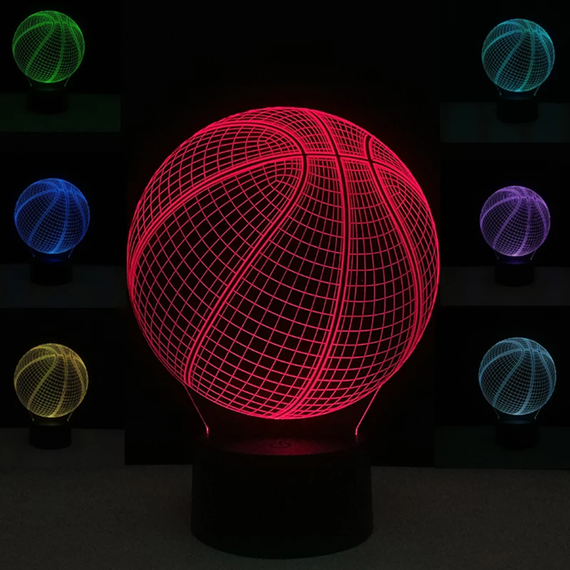 3D Оптическая иллюзия ночник 7 светодиодный Цвет Изменение лампы холодный мягкий свет безопасный для детей решение ночные кошмары Баскетбол Спорт