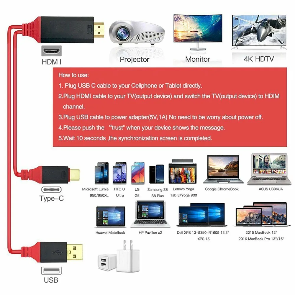 HDMI type-C HD tv Кабель-адаптер 4K 1080P 3 в 1 HD tv MHL HDMI видео кабель для iPhone iPad samsung Galaxy S8 к проектору/телевизору
