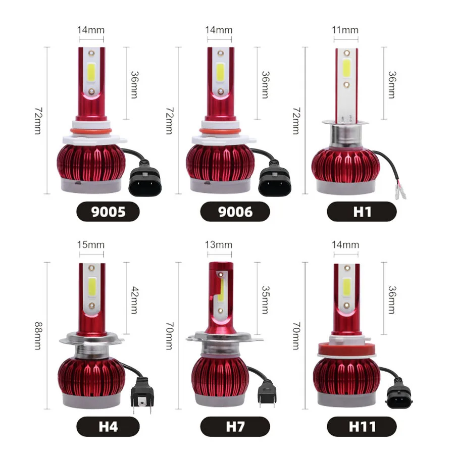 Автомобильный светодиодный лампы 12000LM фар H7 H4 Hi/короче спереди и длиннее сзади) H1 H8 H9 H11 9005 9006 Авто светодиодный головной свет 6000K8000K сине-белые автомобиля стильные лампы