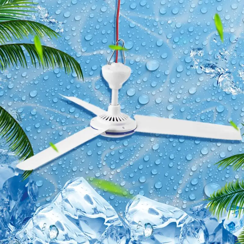 

2in1 US Plug AC 110V 220V DC 12V Adjust Speed Silent Home Dormitory Hanger Fan Ceiling Fan Camping Tent Hanging Fan