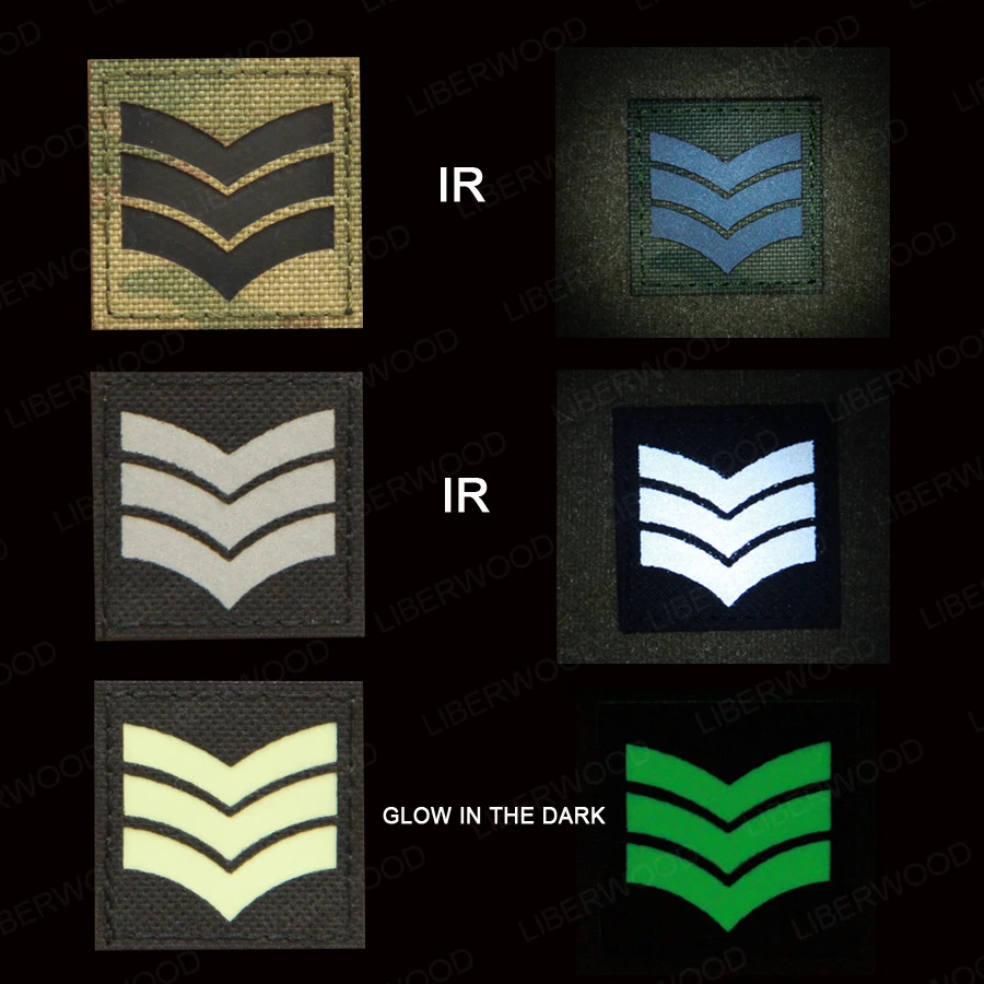 Infrared Reflective Emblem DIY Patch MultiCam CP Uniform Rank Insignia Glow in the Dark Hook Tab Patch Badge