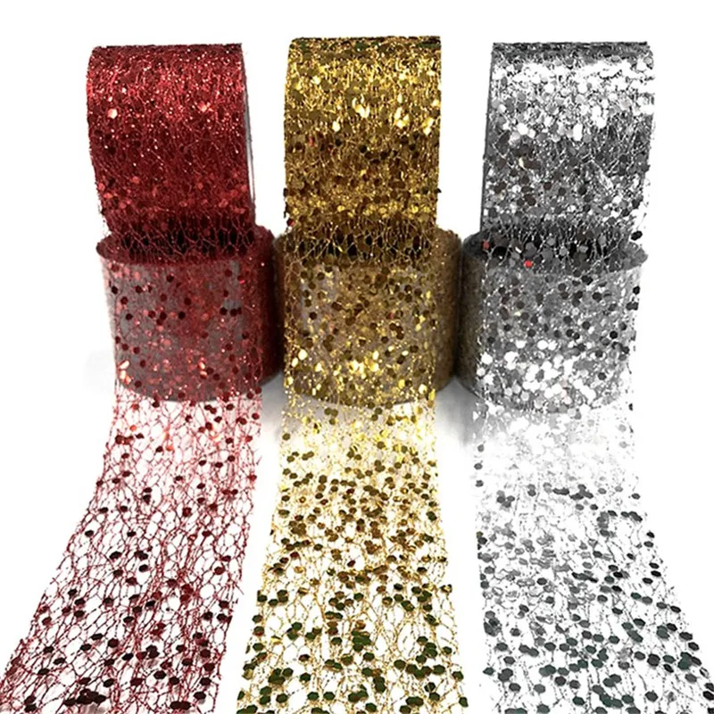 

10 yds Glitter Sequins Tulle Roll Fabric DIY Baby Shower Wedding Party Home Decoration Headwear Gift Wrapping Christmas Supplies