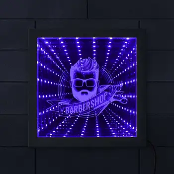 

Beard Salon Male Hairdresser LED Infinity Mirror Frame Barbershop Haircut Business Man LED Vortex Tunnel Interstellar Mirror