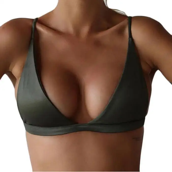 Women Swimwear Bikini Tops Swimsuit Push-up Bra Solid Beachwear Casual, Pool, Wire Free Summer Slim Padded None