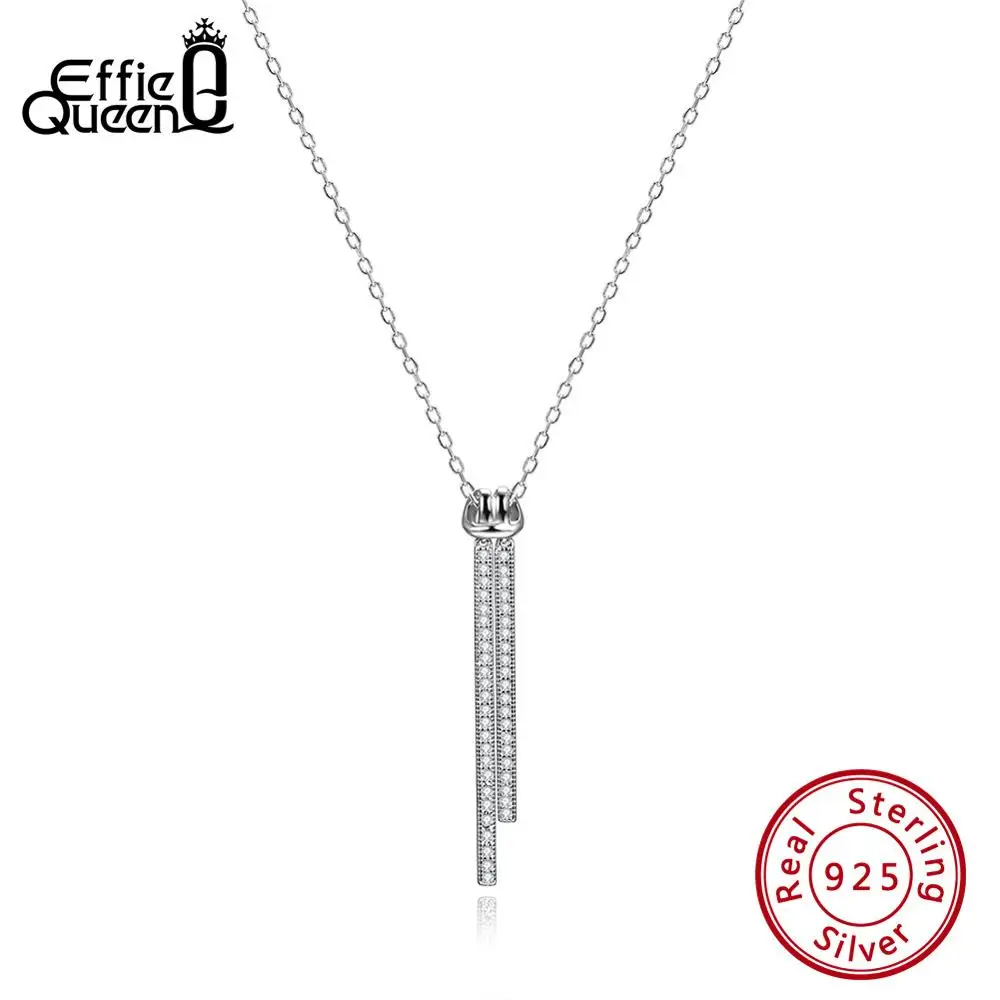 Effie queen 925 стерлингового серебра женские ожерелья витые короткие Подвески до ключицы свитер цепь женские ювелирные аксессуары TSN134