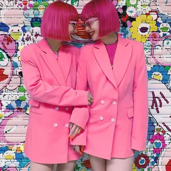 

Women Slim Long Sleeve Blazer Coat Notched Button Casual Outwear Jacket Ladies Double Breasted Lapel Blazer