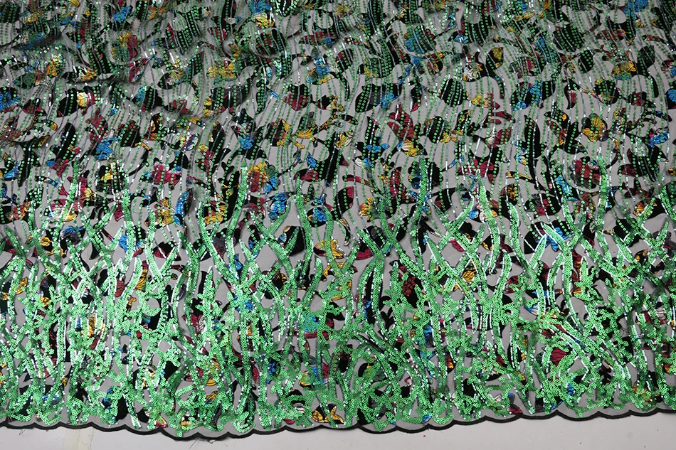 Sequence Lace Fabric French Laces Fabrics High Quality Tulle French Nigerian Lace Applique Dress African Sequins 5yard QF2830B