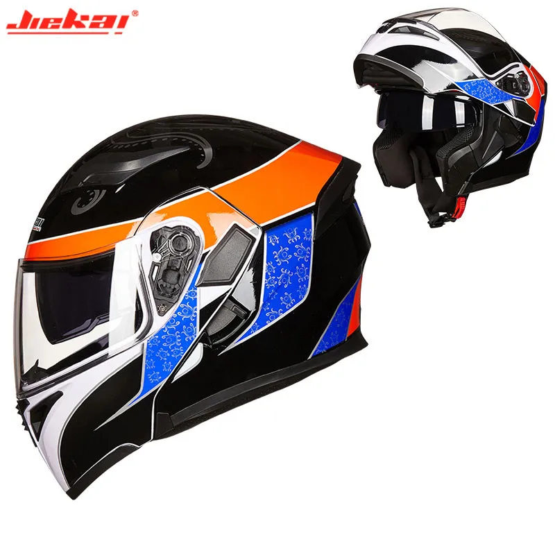 Double lens JIEKAI 902 Full Face Motorcycle helmet DOT Flip Up helmet four seasons cycle helmet Moto Racing casque safety helmet - Цвет: 9