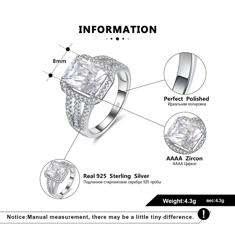 ORSA JEWELS изысканное коктейльное кольцо 8 мм квадратной огранки, кубический циркон, увеличенный дизайн, аксессуар для пальцев, ювелирное изделие для тарти SR177