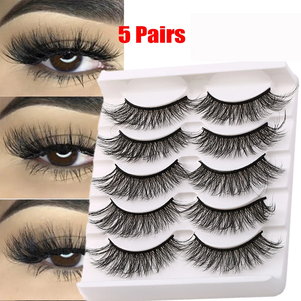 

LEKGAVD 5 Pairs 3D Faux Mink False Eyelashes Wispy Crisscross Natural Long Lashes Extension Fluffy Multilayers Eyelash Makeup