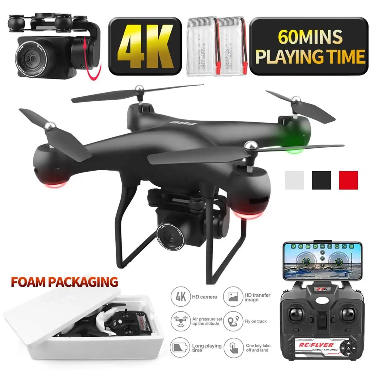 Hot Sale Quadcopter 4K 1080 HD Aerial Camera with Wide Angle WIFI FPV High Hold Mode Foldable Arm RC Drone With Battery