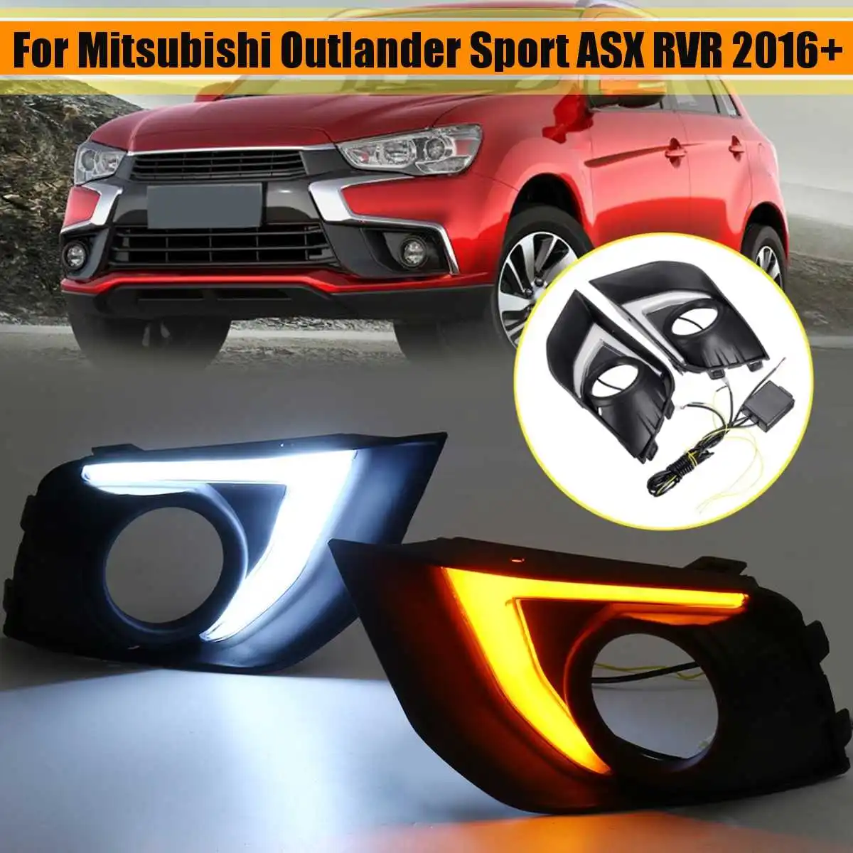  LED DRL Daytime Running Lights Turn Signal Lamp Dual Color Pair for Mitsubishi Outlander Sport ASX  - 33020377690