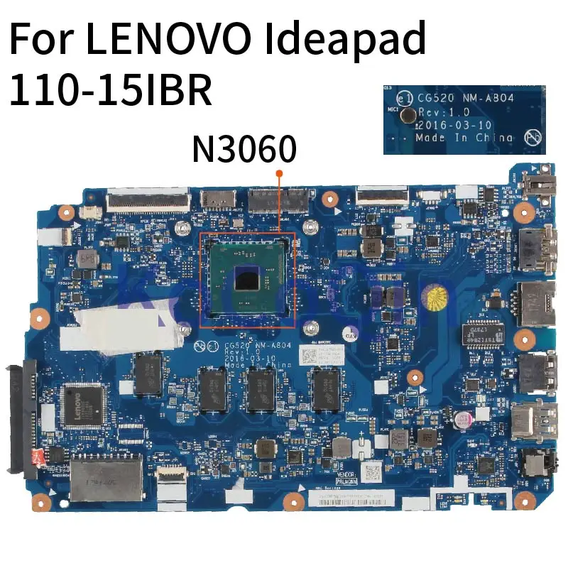 Placa-mãe para Notebook Lenovo Ide110-apad 15ibr N3060 Cg520 Artigo Sr2kn com 4gb Ram Ddr3