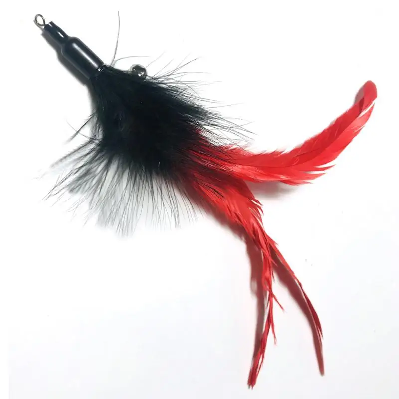 Interactive Elastic Pet Cat Playing Feather Toy With 5 Replacement Head Shaped Cat Tracking Bell Toy Supplies Cat Accessories