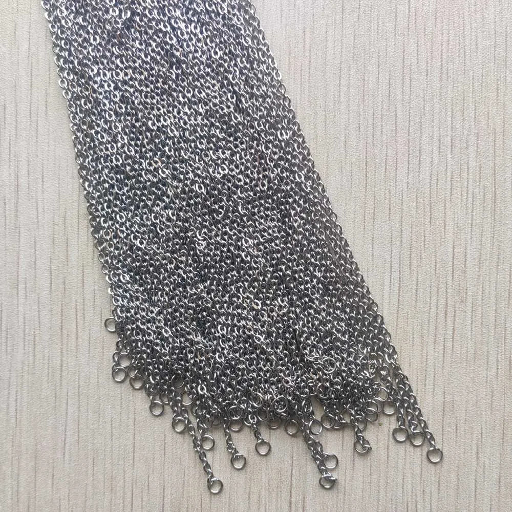 Good quality 2mm stainless steel Necklaces rope Chain 50cm Lobster Clasp DIY Jewelry Accessories making Wholesale 100pcs/lot