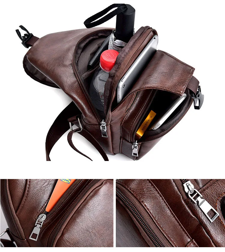 Vintage Leather Sling Waist Bag for Men New Travel Chest Pack Portable USB Charging Crossbody Bags Male Black Shoulder Waist Bag (5)