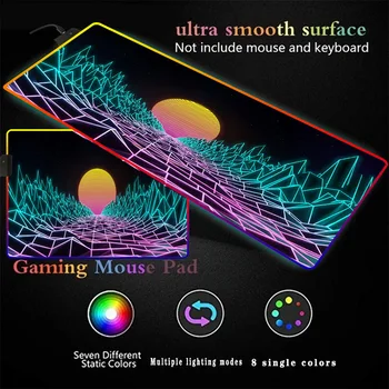 

Custom Large Gaming RGB Art Abstract Landscape Mouse Pad Keyboard MousePad USB Wired LED Big Backlight Computer Desk Mouse Mat