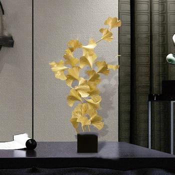 

MODERN WROUGHT IRON GINKGO LEAF FIGURINES DECORATION HOME LIVINGROOM ORNAMENTS CRAFTS HOTEL OFFICE COFFEE DESKTOP ACCESSORIES