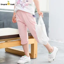 С карманами и бантом~ 9054 груша нектаров Tmall Подпись из хлопковой фасонной пряжи капри для девочек летние гусеничный детская одежда