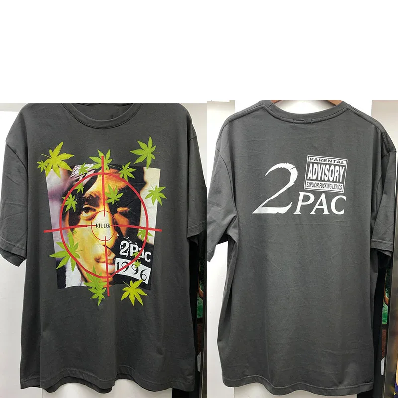 Негабаритных 2pac футболки Для мужчин Для женщин хлопок Тупак футболки высокого качества; короткий рукав; футболка - Цвет: 2
