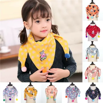 

PUDCOCO Boys Girls Autumn Winter Collar Scarf Baby Triangle Cotton Print Scarf Gift Wrap