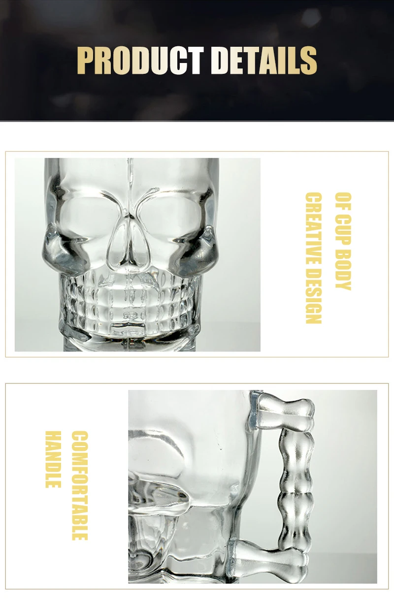 Creative Skull Cup Ghost Face Cup Skull Head Face Cup 500ml Large Beer Cup Unleaded Juice Cup