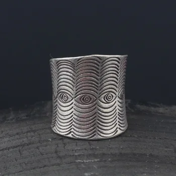 

Amxiu Vintage Ring Antique Silver Ring Wide Open Rings Handmade 925 Sterling Silver Jewlery Eyes Ring For Women Anniversary Gift