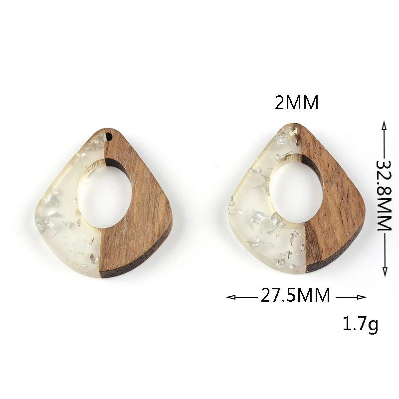 10 Pcs Jewelry Making Wood Material Irregular Drilled Semi Resin Golden Glitte DIY Jewelry Making Hand Made Earring Findings - 4